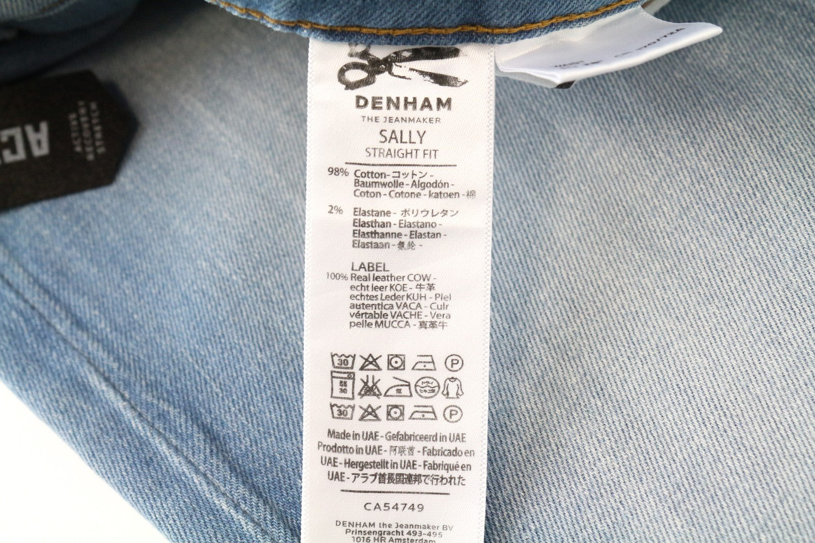 DENHAM Sally W28/L32 Straight Jeans Stretch  Washed Blue