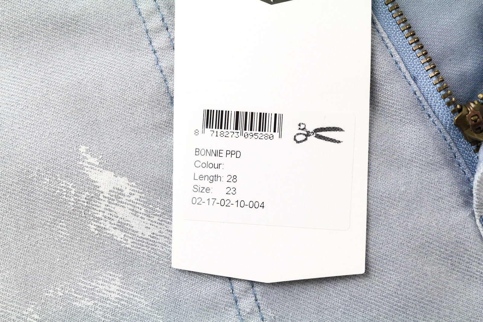 DENHAM Bonnie Jeans W23/L28 Blue Flared Linen  Washed Aged Look Painted