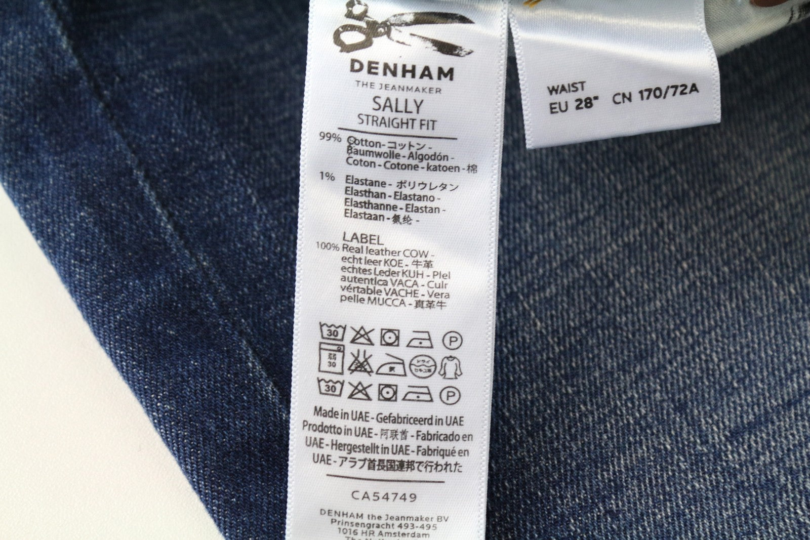 DENHAM Sally W28/L34 Straight  Jeans Blue 5-Pocket  Stretch Womens