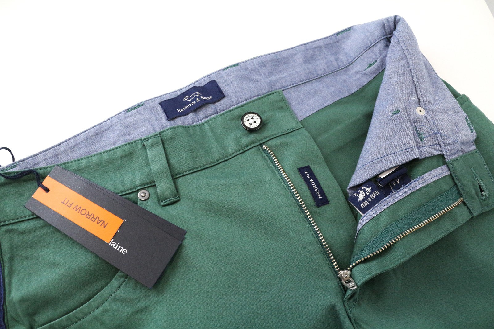 HARMONT & BLAINE Brown Slim Mens Pants 44 Stretch  Zip Style