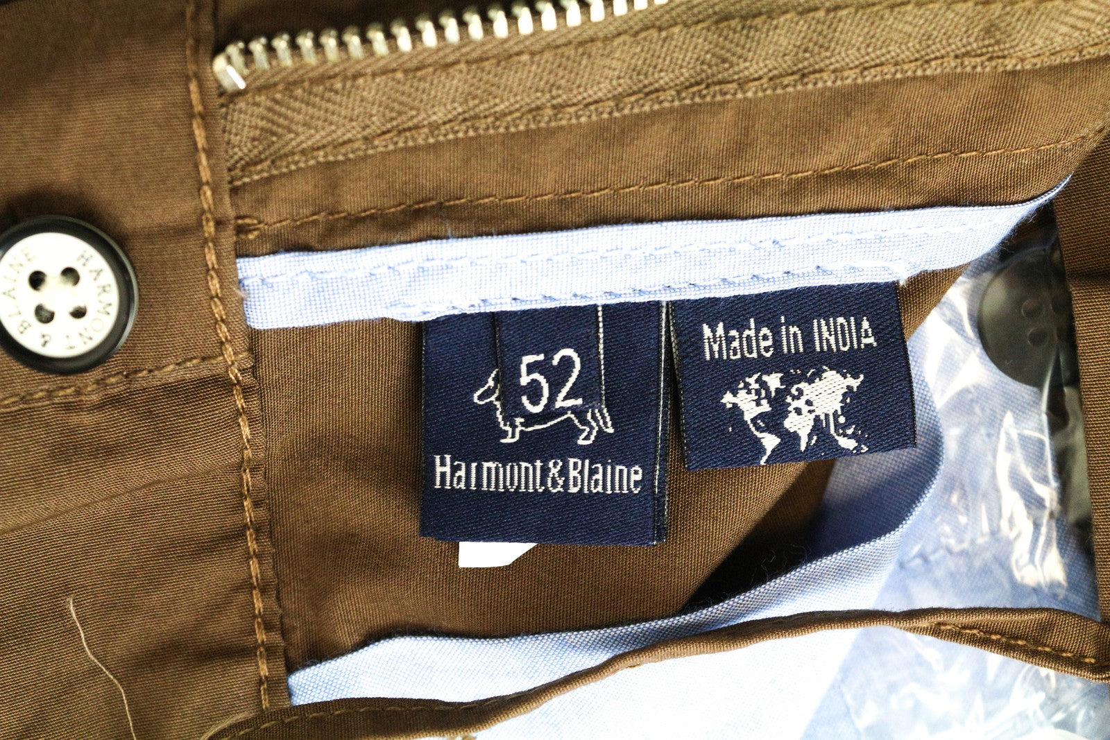 HARMONT & BLAINE Brown Stretch Pants 52 Mens Slim  with Side Pockets