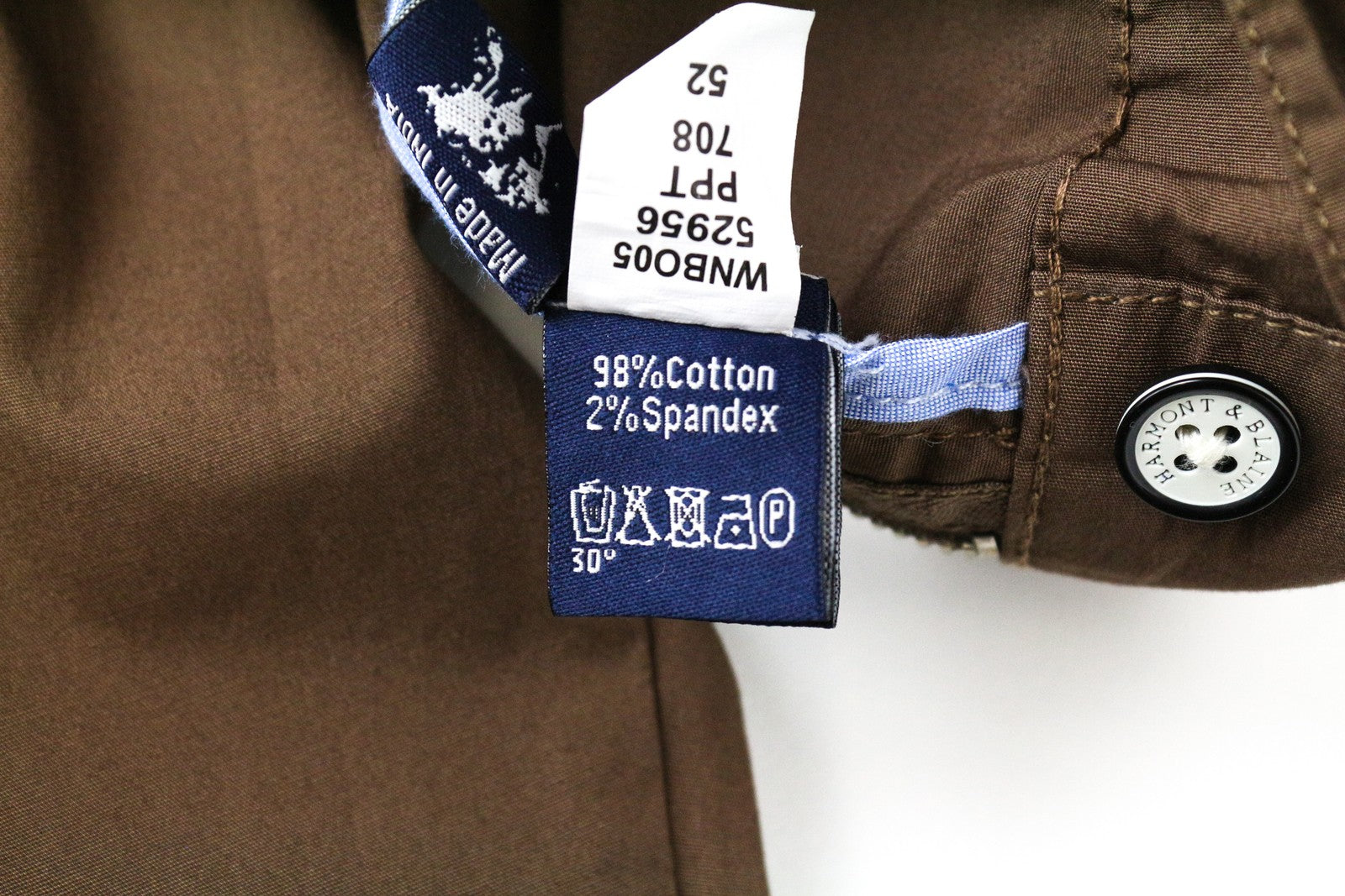 HARMONT & BLAINE Brown Stretch Pants 52 Mens Slim  with Side Pockets