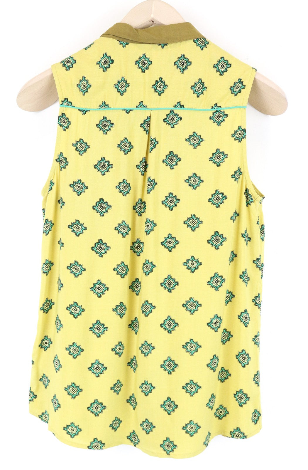 MAISON SCOTCH Sleeveless Shirt XS Yellow Button-Up Collared Pattern
