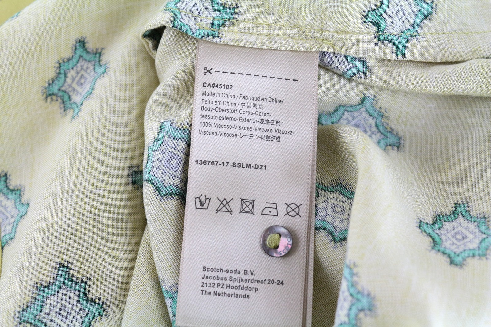 MAISON SCOTCH Sleeveless Shirt XS Yellow Button-Up Collared Pattern