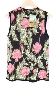 MAISON SCOTCH Knitted Pullover T-Shirt M Navy Flower Print Sleeveless