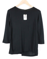 DENHAM Womens Black Tee XS Pullover 3/4 Sleeve Round Neck Stretch