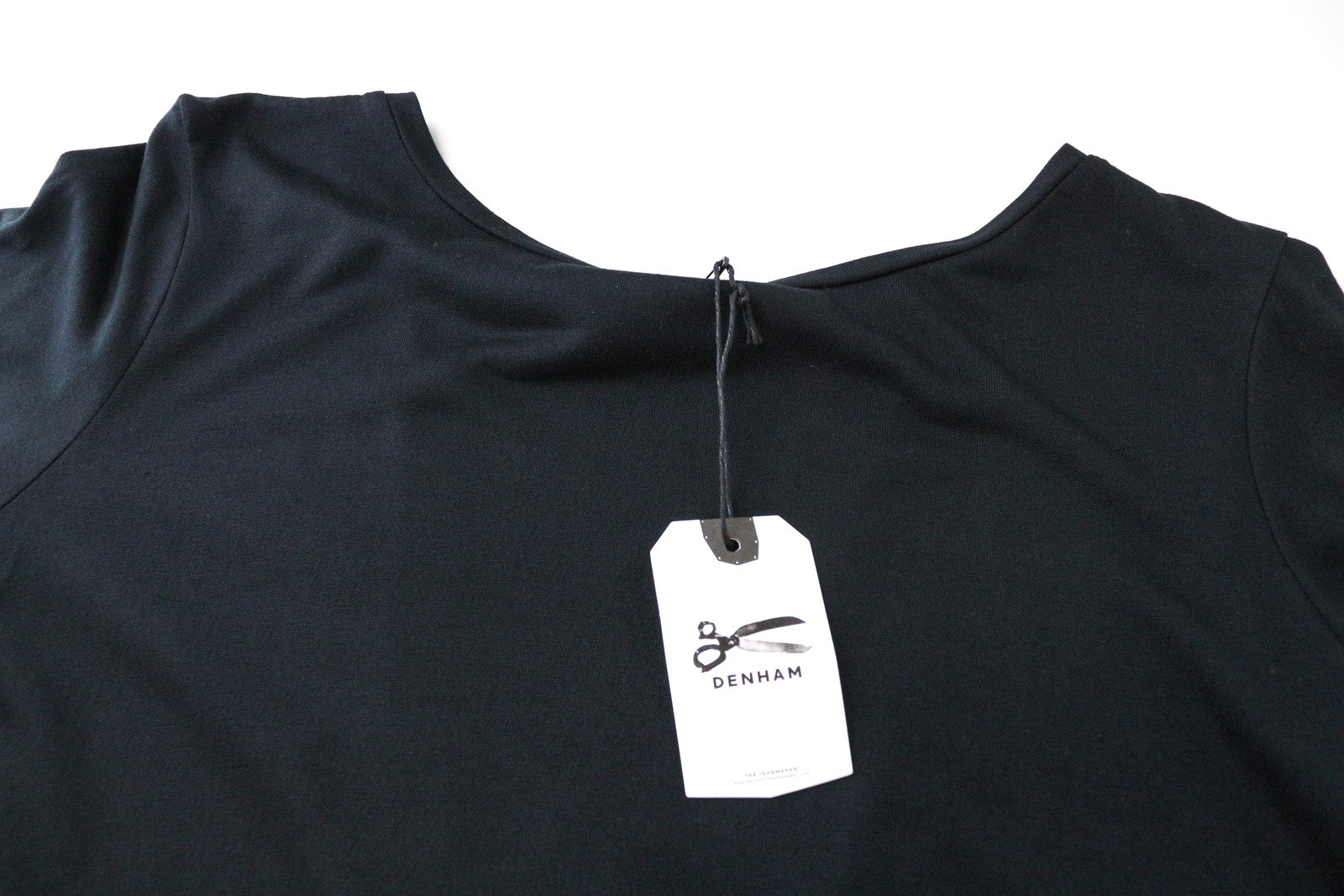 DENHAM Womens Black Tee XS Pullover 3/4 Sleeve Round Neck Stretch