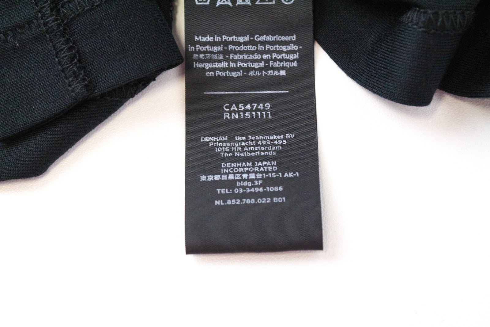 DENHAM Womens Black Tee XS Pullover 3/4 Sleeve Round Neck Stretch