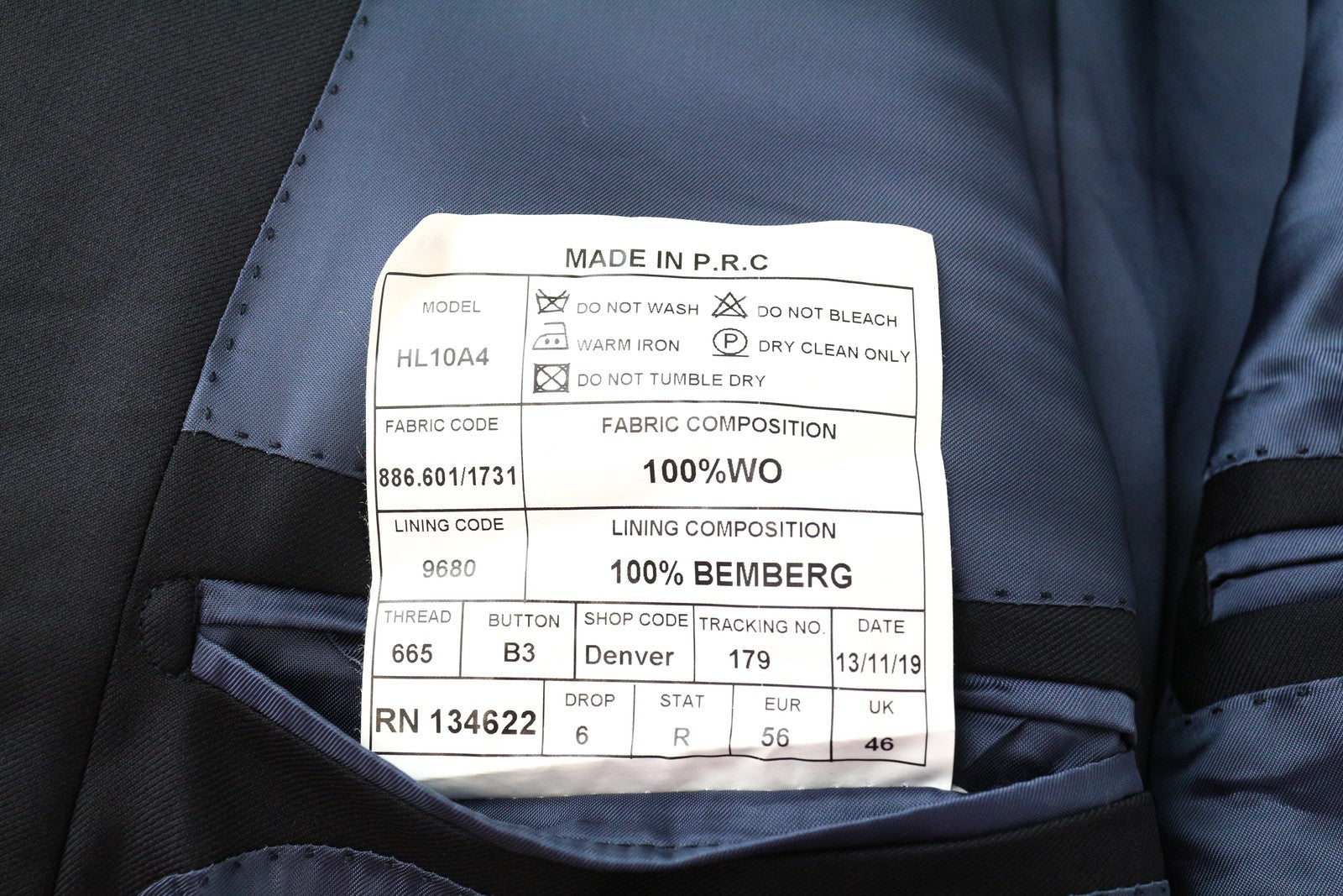 SUITSUPPLY Classic Blazer UK46R Mens Dark Blue Wool Lined Single Breasted