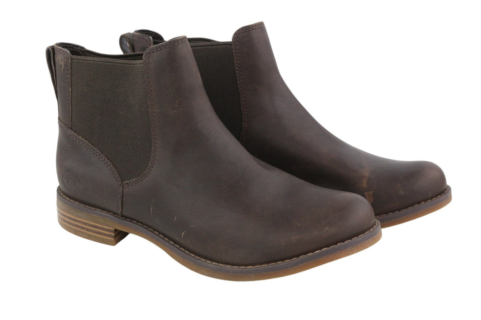 TIMBERLAND A1KHW Women Boots EU38/38.5 Dark Brown Leather Ankle Top Almond Toe