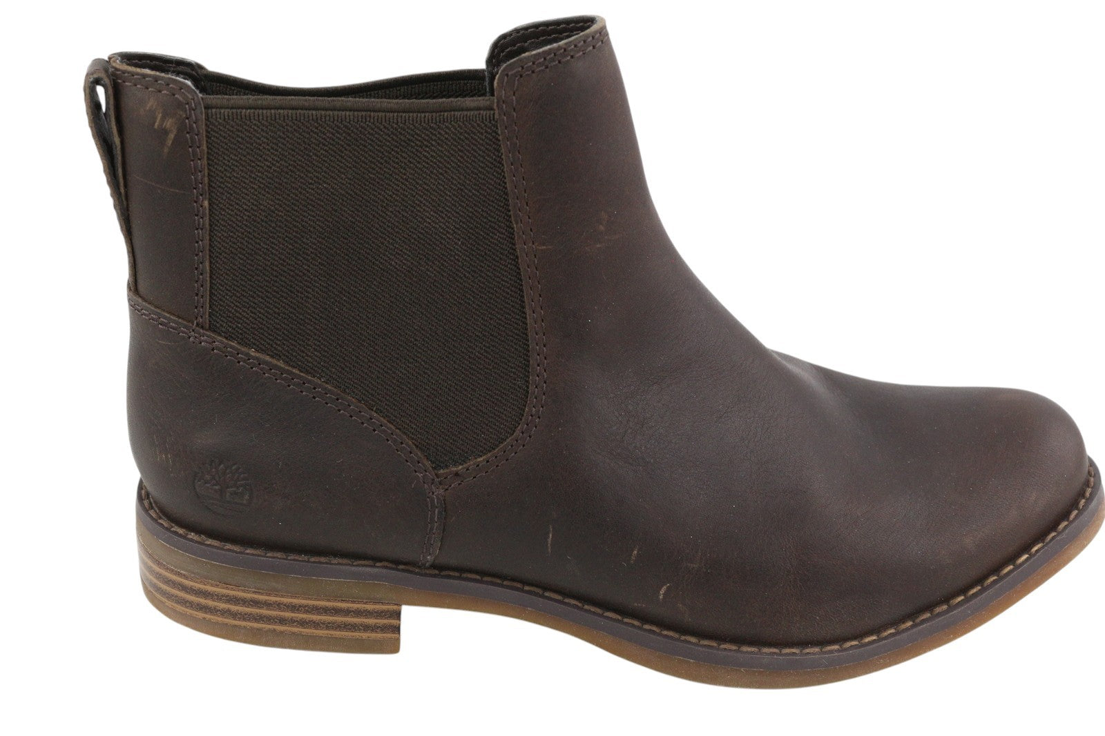 TIMBERLAND A1KHW Women Boots EU38/38.5 Dark Brown Leather Ankle Top Almond Toe