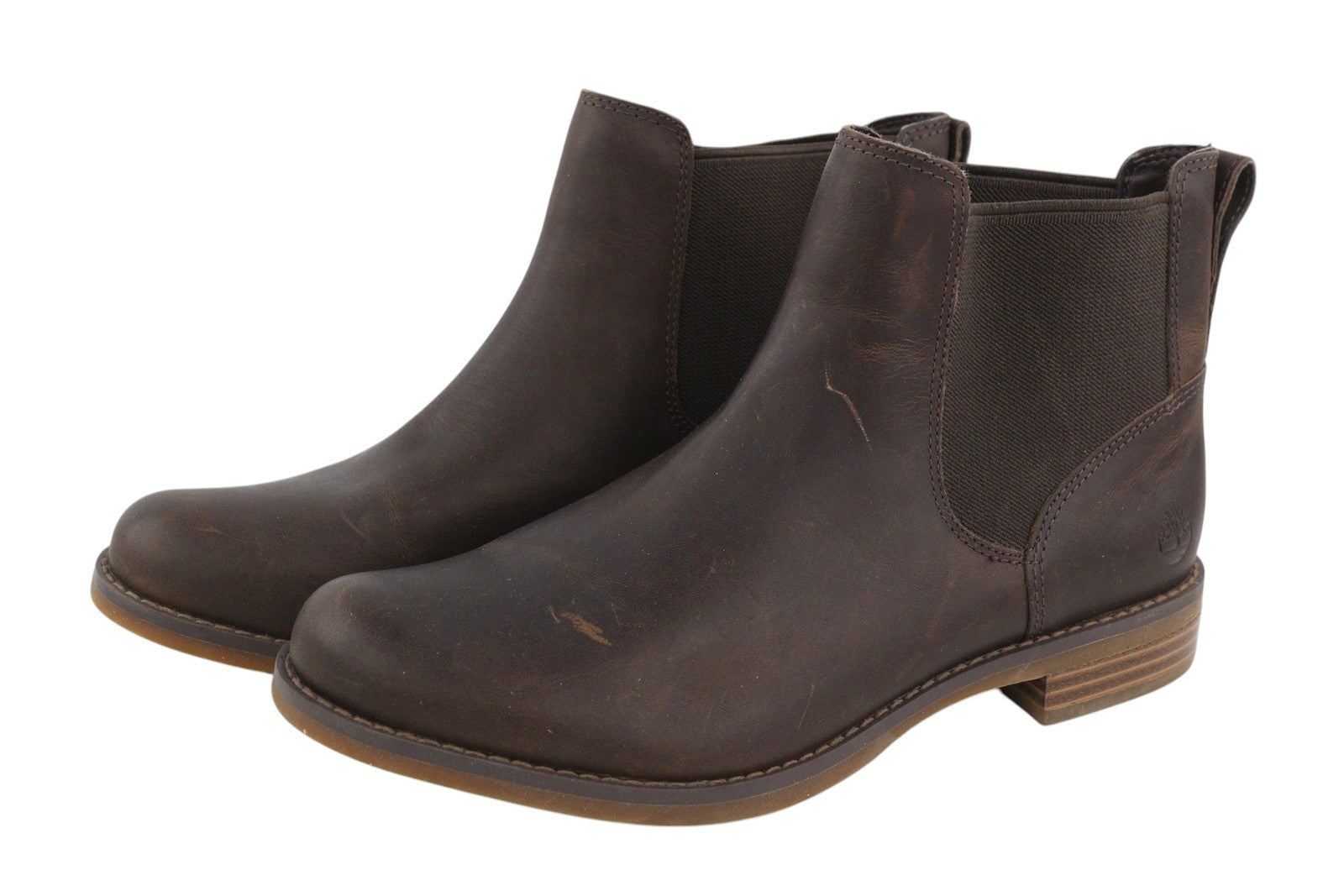 TIMBERLAND A1KHW Women Boots EU38/38.5 Dark Brown Leather Ankle Top Almond Toe