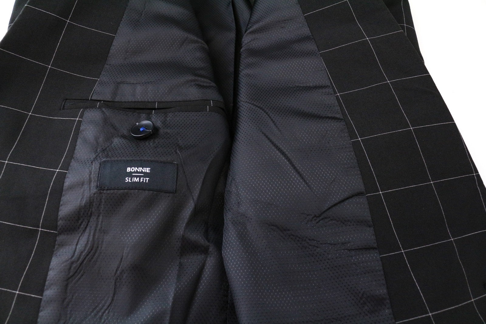 ANTONY MORATO Mens Black Blazer M Slim  Check Pattern Single Breasted