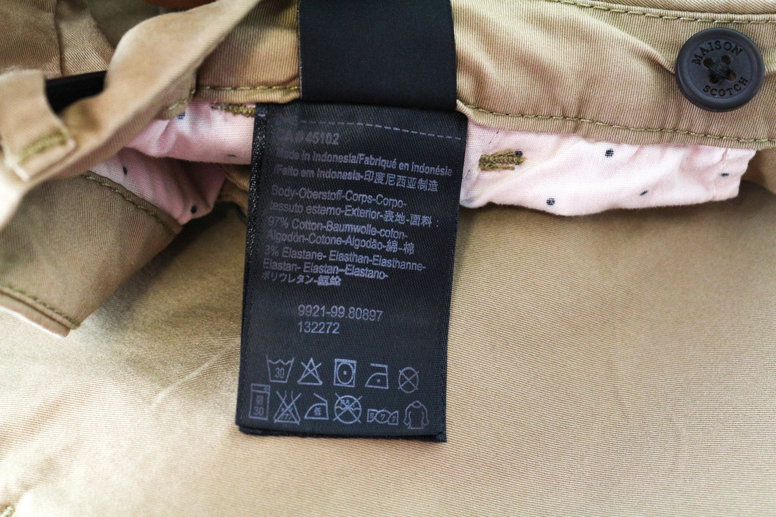 MAISON SCOTCH Slim  Trousers W29/L32 Sand Brown  Stretch