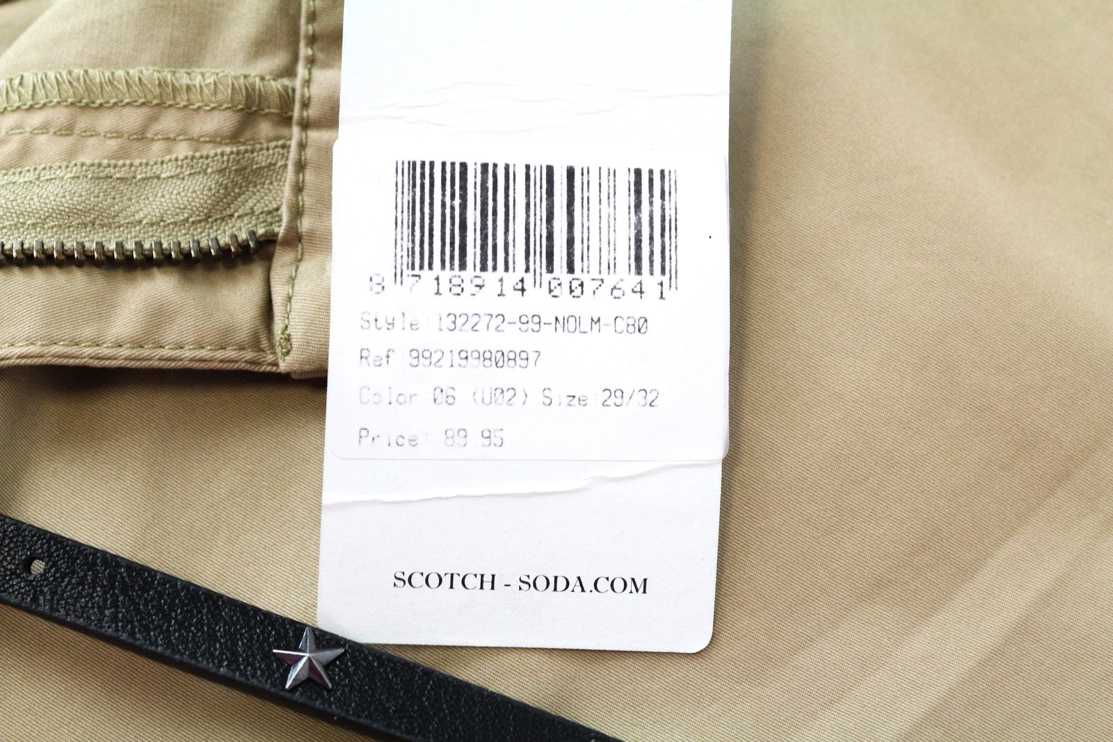 MAISON SCOTCH W29/L32 Turn-Up Trousers Sand Brown Slim