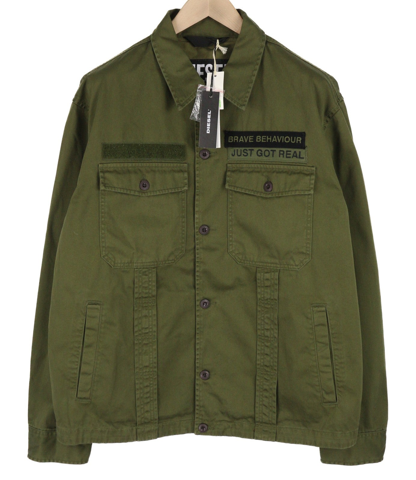 DIESEL J-Fuller Mens Jacket 2XL Khaki Overshirt Buttoned Neck RRP€295