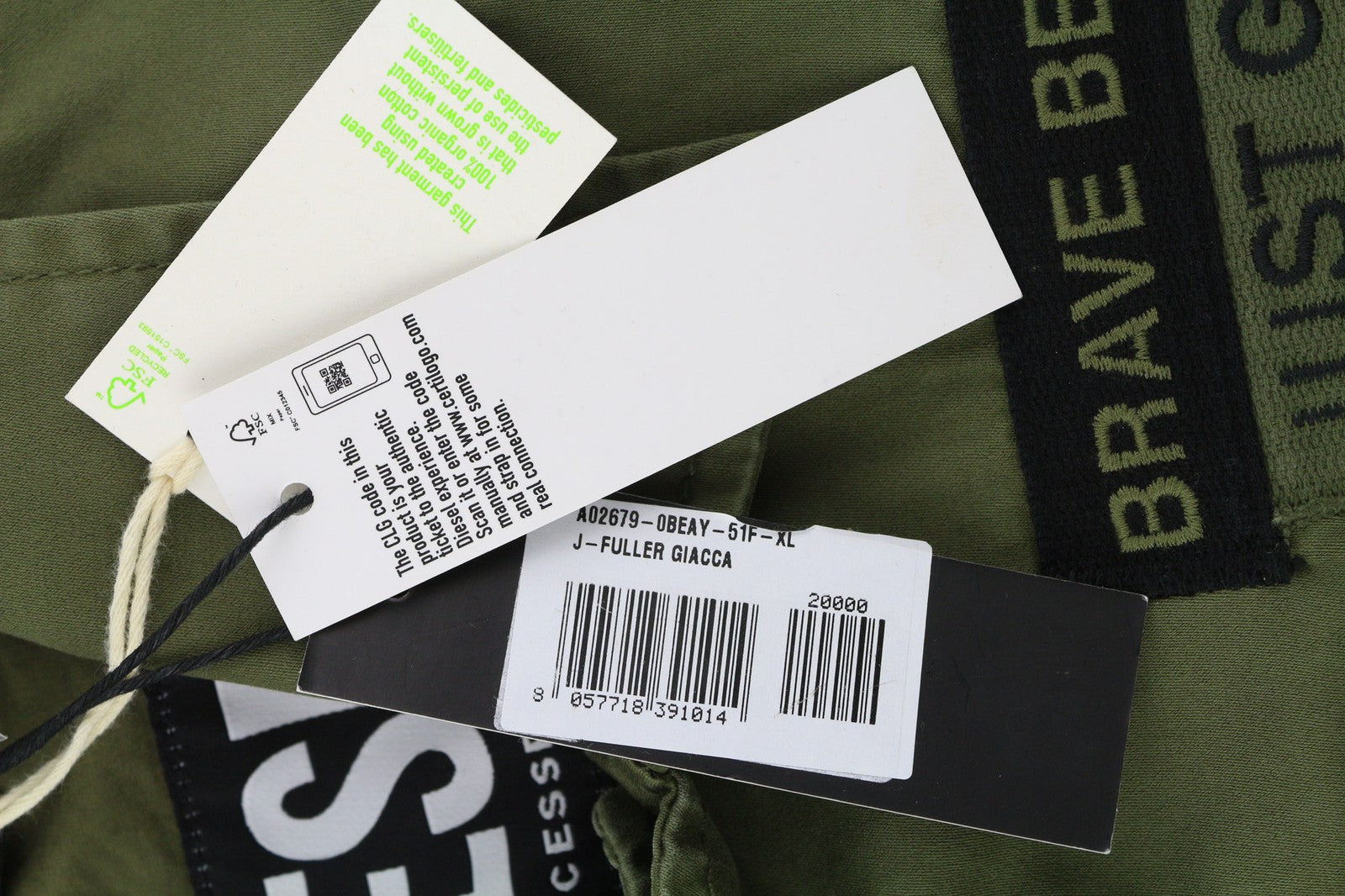 DIESEL J-Fuller Mens Jacket XL Khaki Overshirt Buttoned Neck RRP€295