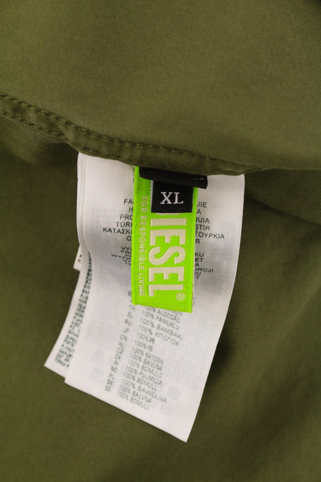 DIESEL J-Fuller Mens Jacket XL Khaki Overshirt Buttoned Collar RRP€295