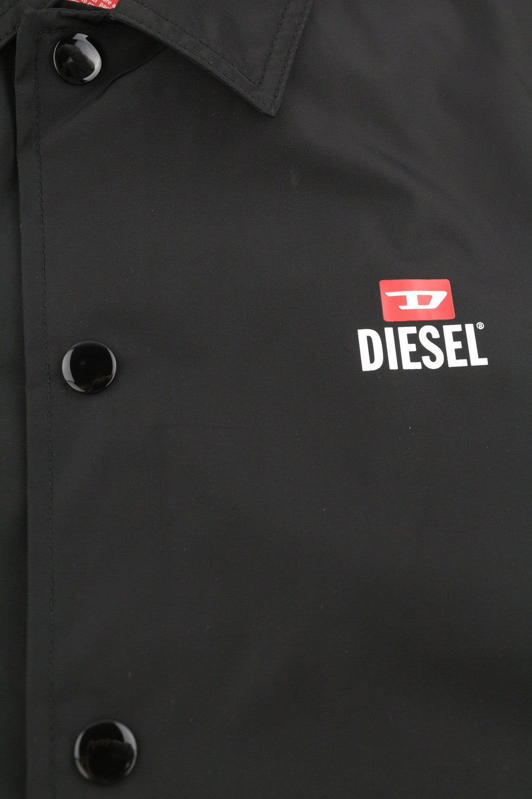 DIESEL J-Coal-New Print Mens Jacket S Black Coated Padded Snap Buttons RRP€230