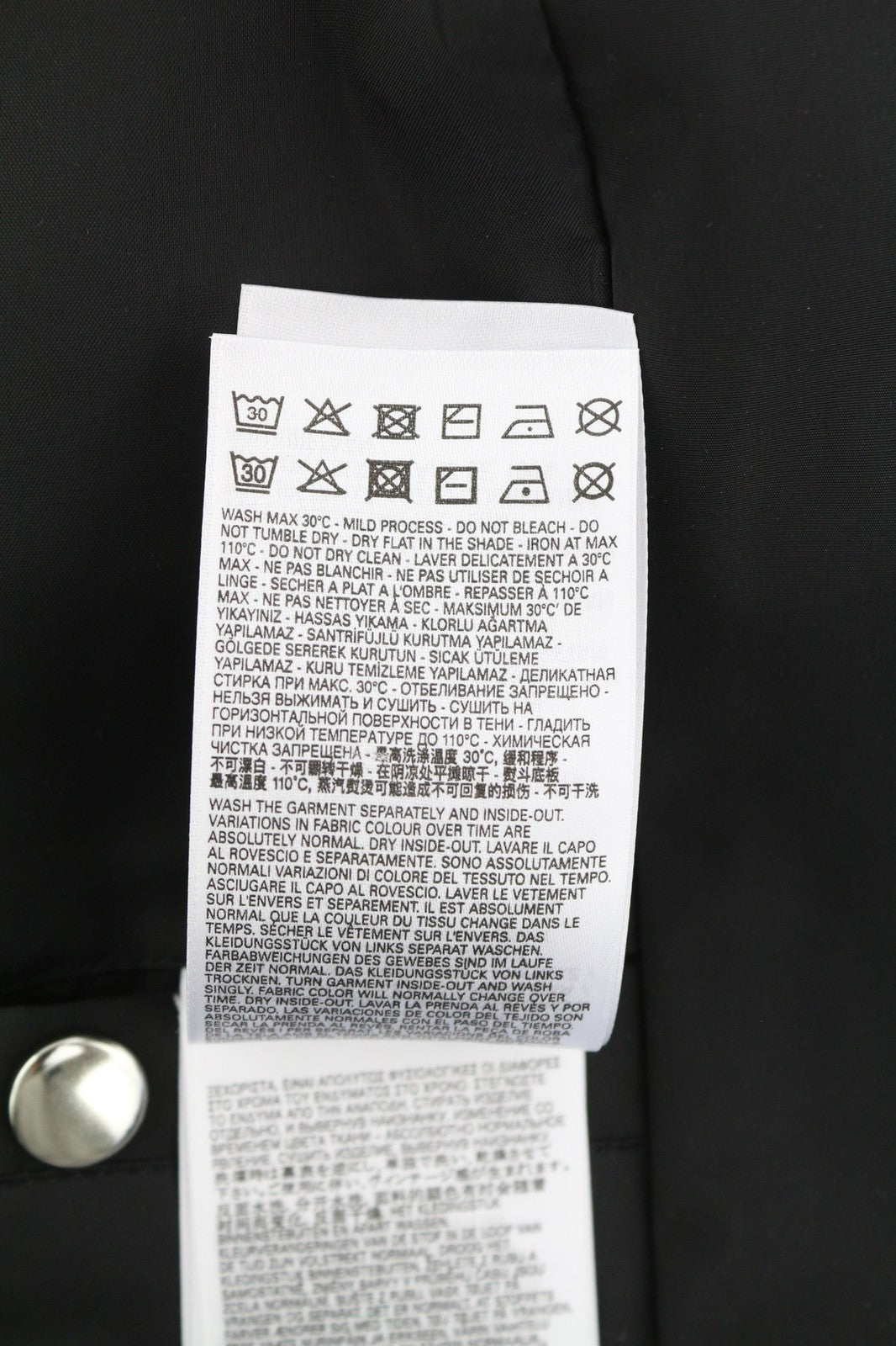 DIESEL J-Coal-New Print Mens Jacket S Black Coated Padded Snap Buttons RRP€230