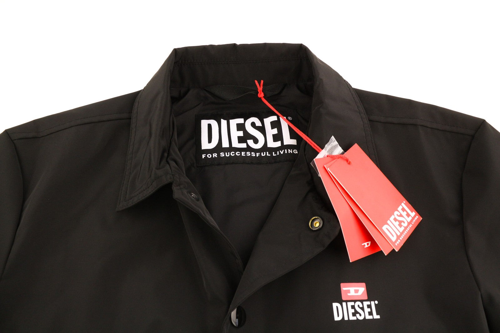 DIESEL J-Coal-New Print Mens Jacket S Black Coated Padded Snap Buttons RRP€230