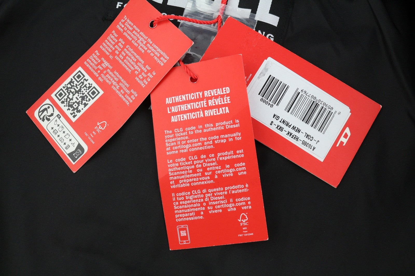 DIESEL J-Coal-New Print Mens Jacket S Black Coated Padded Snap Buttons RRP€230