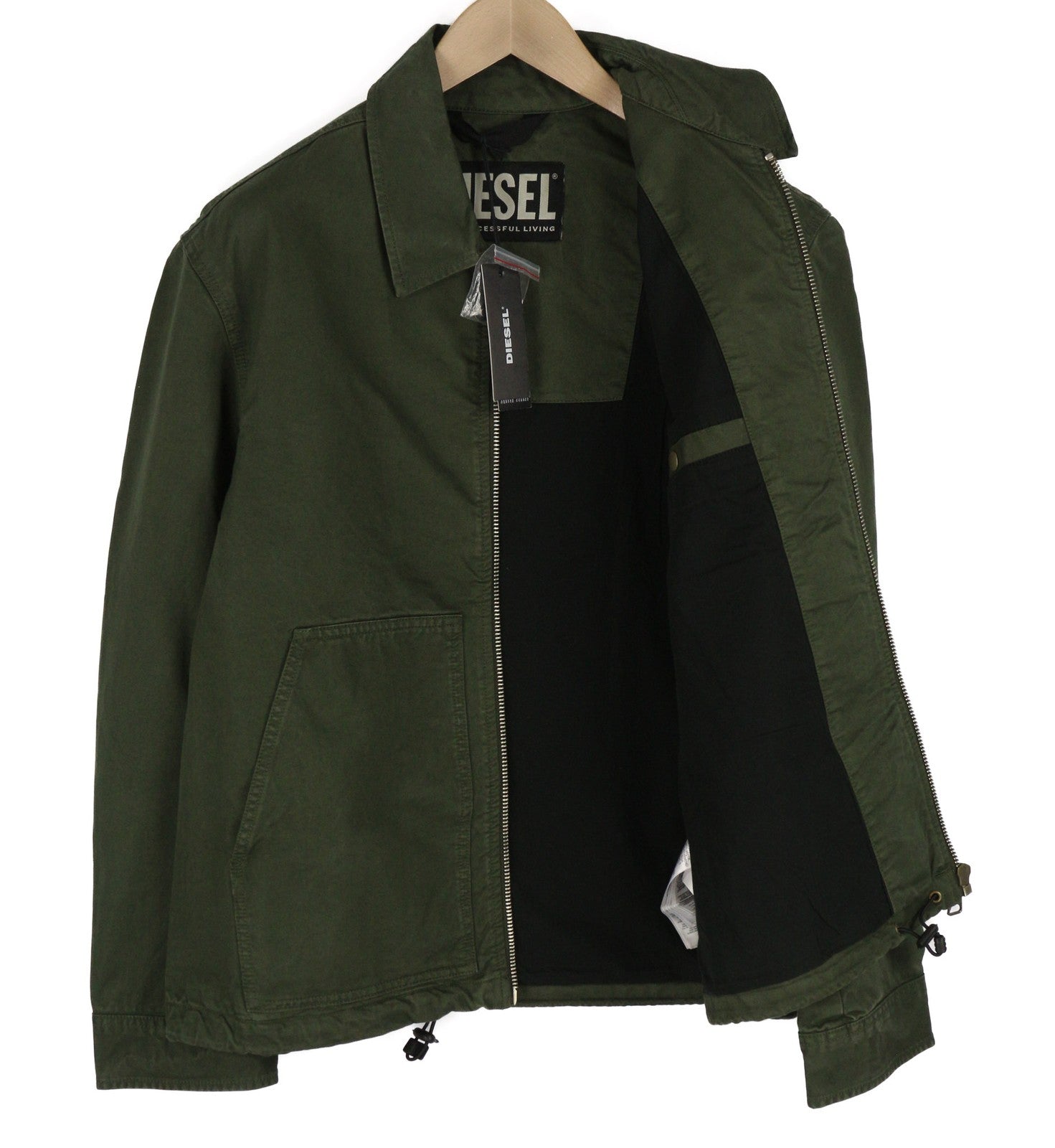 DIESEL J-Coal-Cot Mens Jacket L Green Full Zip Neck Lined  RRP€230