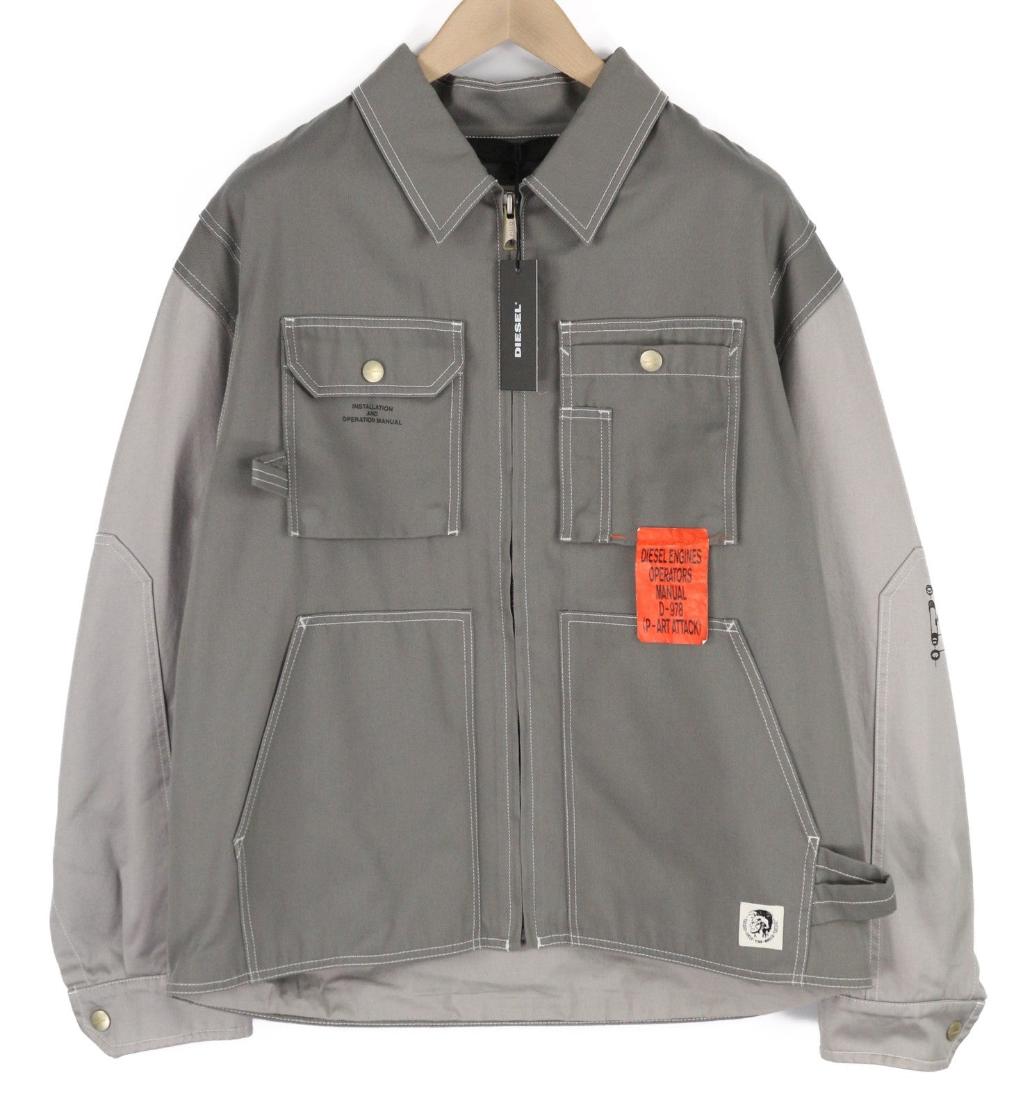 DIESEL J-Howe-LS Mens Jacket L Grey Full Zip  Neck Lined  RRP€450