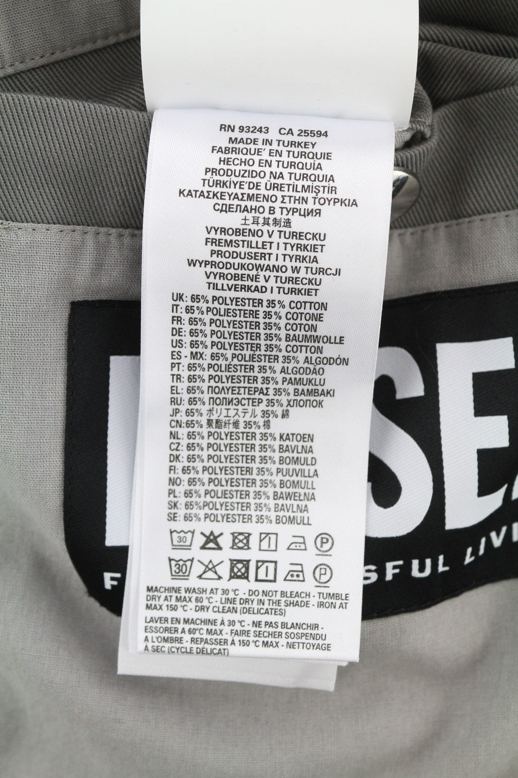 DIESEL J-Howe-LS Mens Jacket L Grey Full Zip  Neck Lined  RRP€450