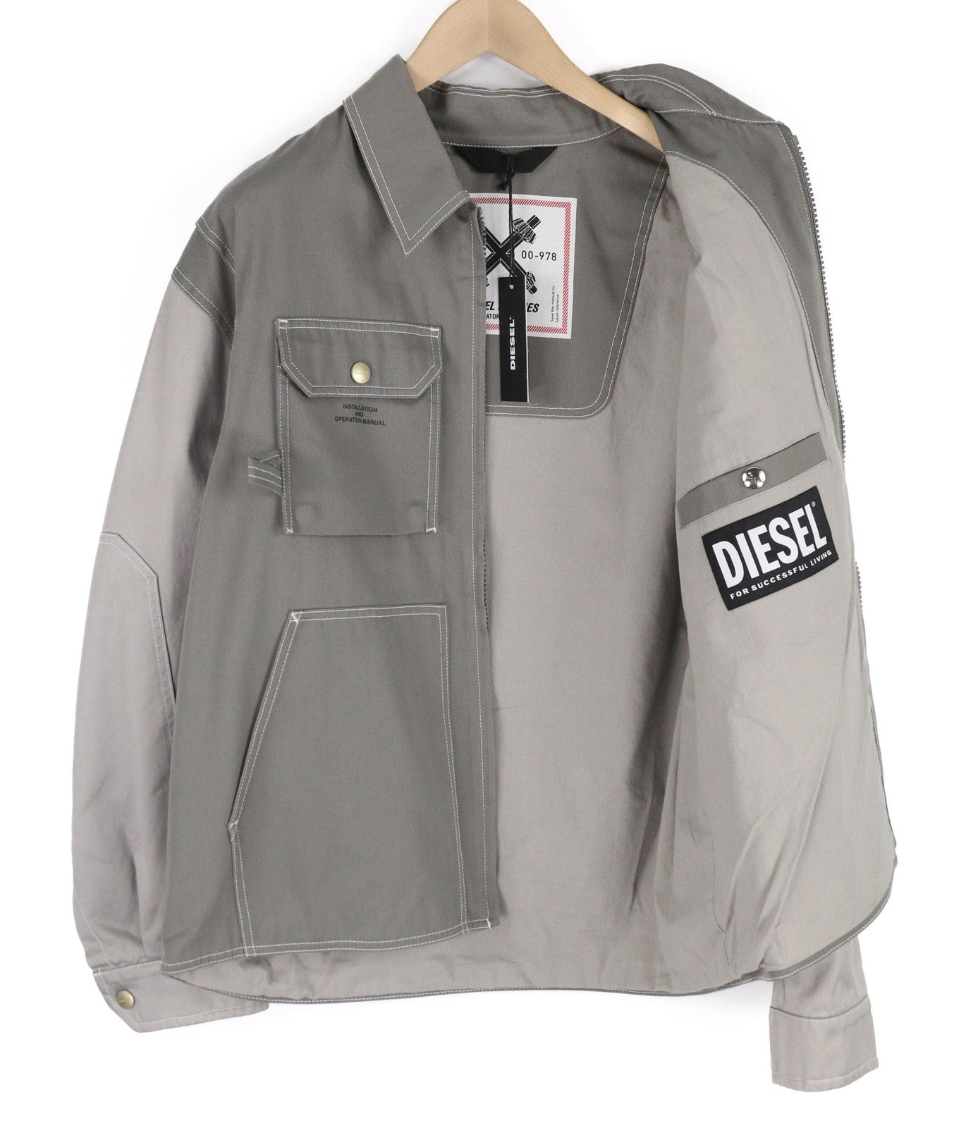 DIESEL J-Howe-LS Mens Jacket L Grey Full Zip  Neck Lined  RRP€450