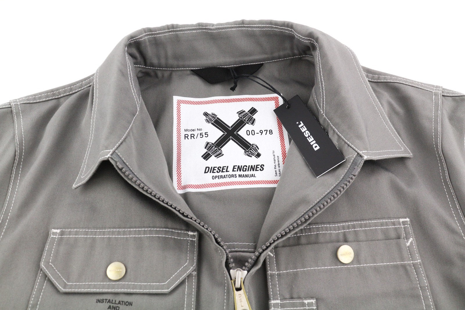 DIESEL J-Howe-LS Mens Jacket L Grey Full Zip  Neck Lined  RRP€450