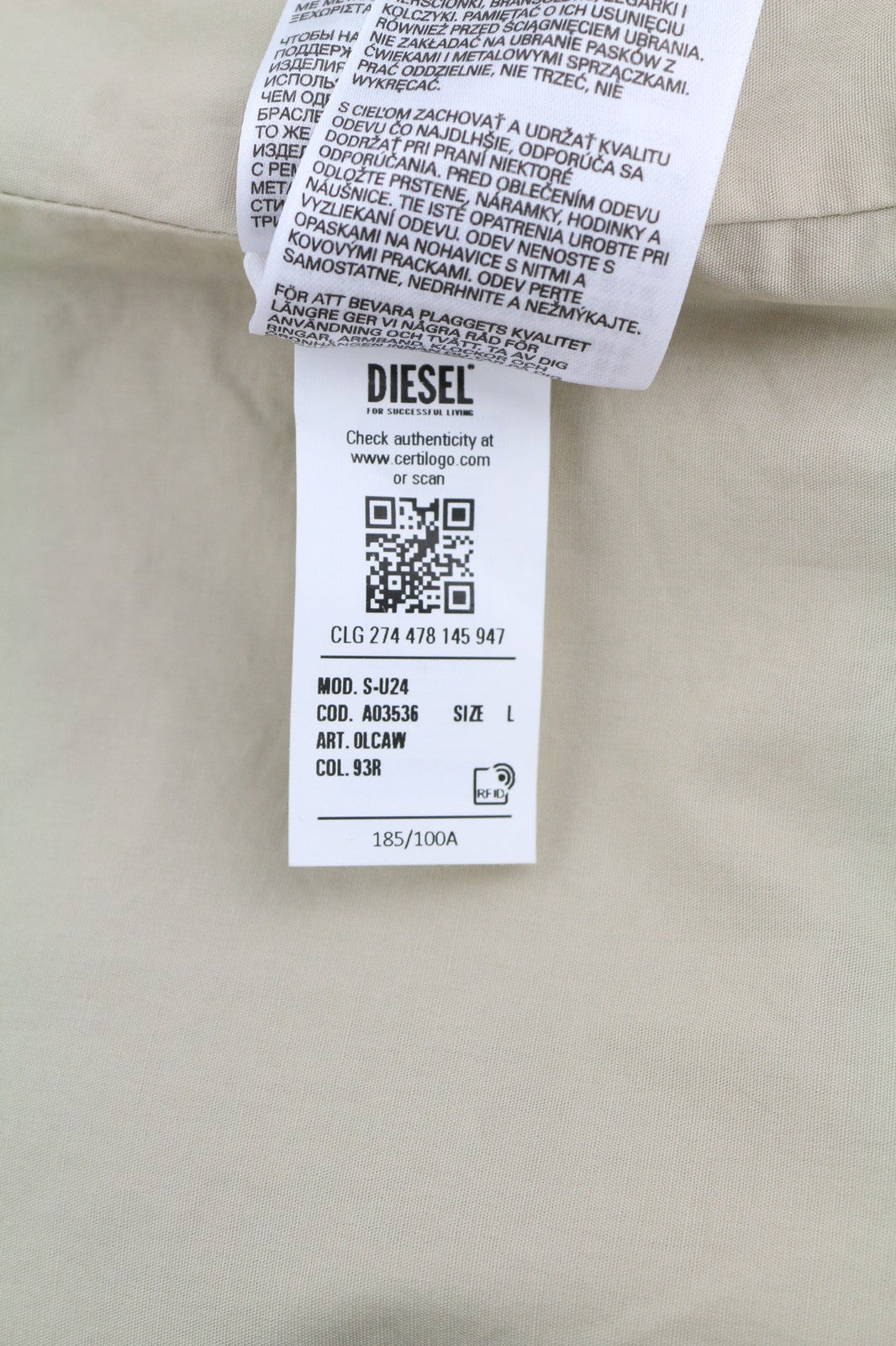 DIESEL S-U24 Men Jacket L Windbreaker Snap Buttons Coated Neck RRP€275