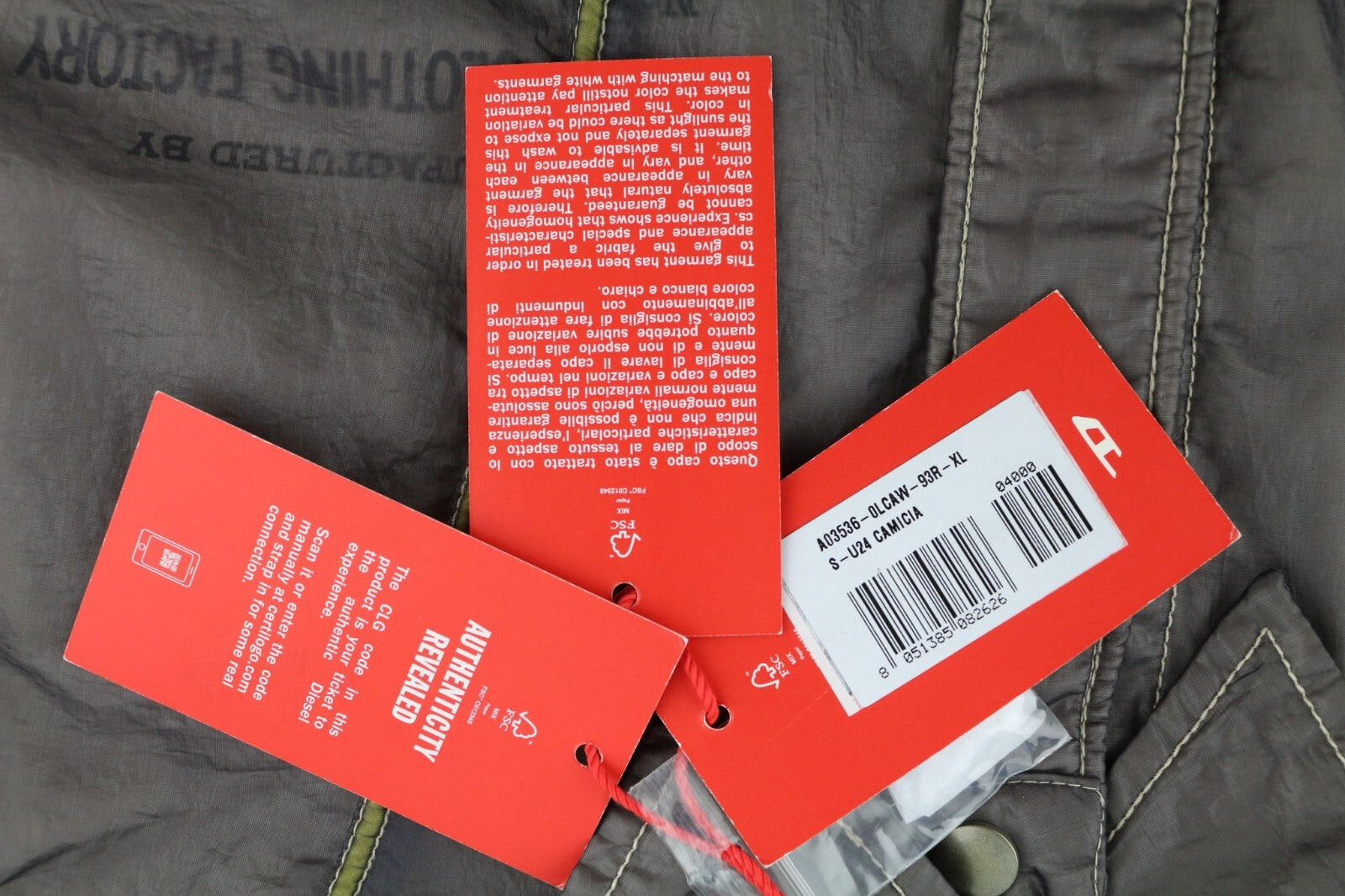 DIESEL S-U24 Men Jacket XL Windbreaker Snap Buttons Coated Neck RRP€275