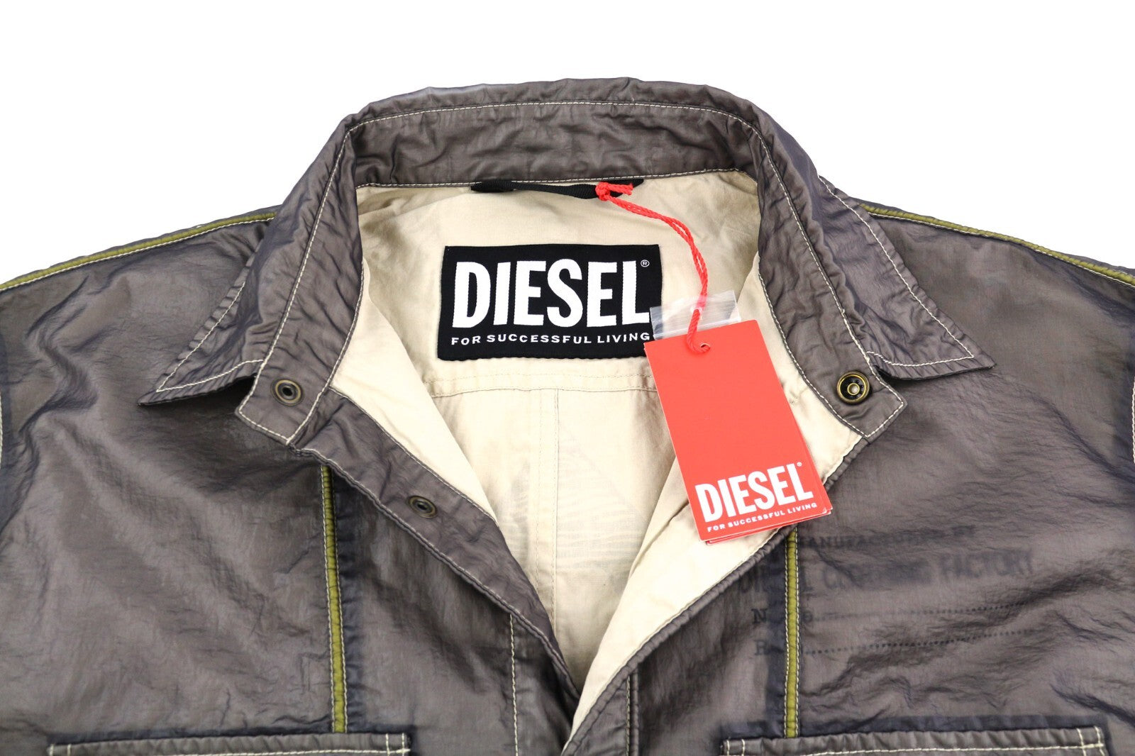 DIESEL S-U24 Men Jacket XL Windbreaker Snap Buttons Coated Neck RRP€275