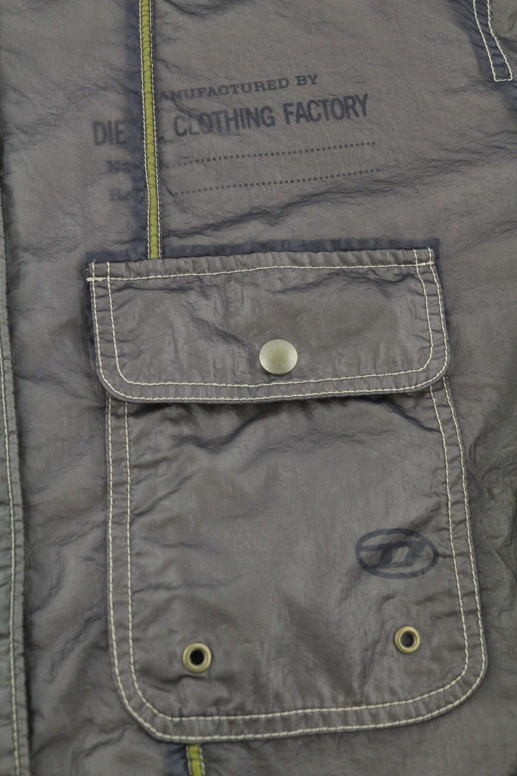 DIESEL S-U24 Mens Jacket 2XL Windbreaker Snap Buttons Coated Neck RRP€275