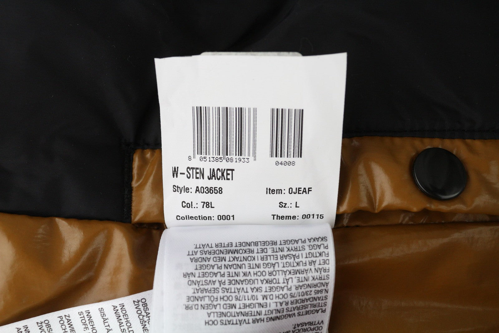 DIESEL W-Sten Mens Jacket L Brown Puffer Duck Down Filled Quilted RRP€395