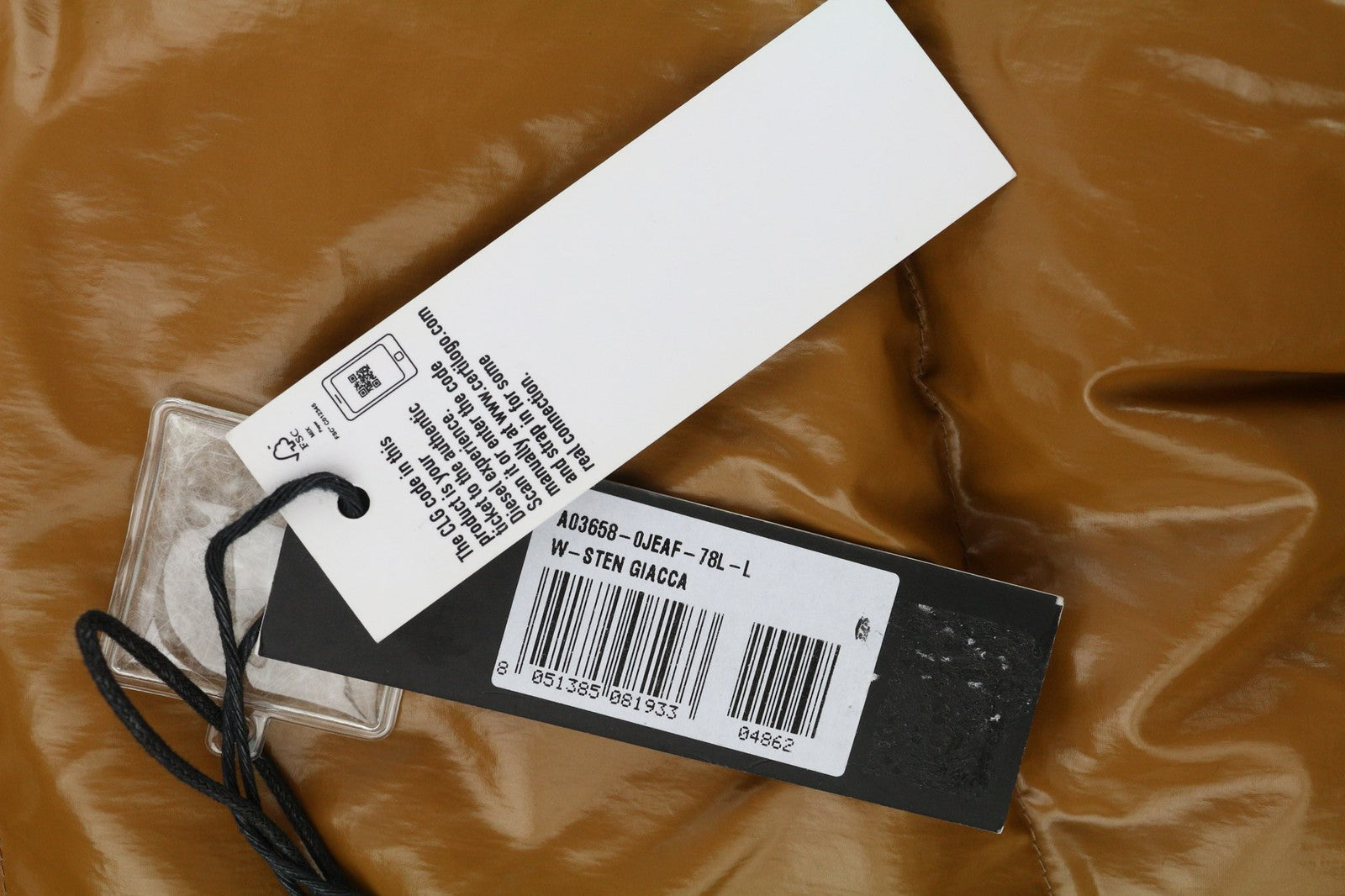 DIESEL W-Sten Mens Jacket L Brown Puffer Duck Down Filled Quilted RRP€395