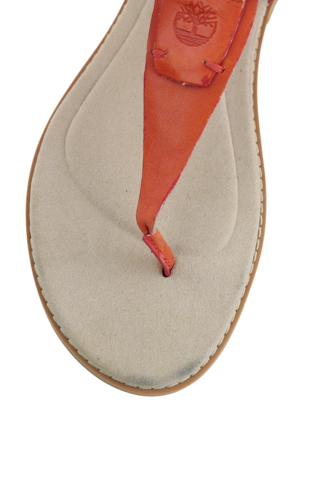 TIMBERLAND A23UF Women Sandals EU38.5 Orange Leather Open Toe Flat Logo Casual