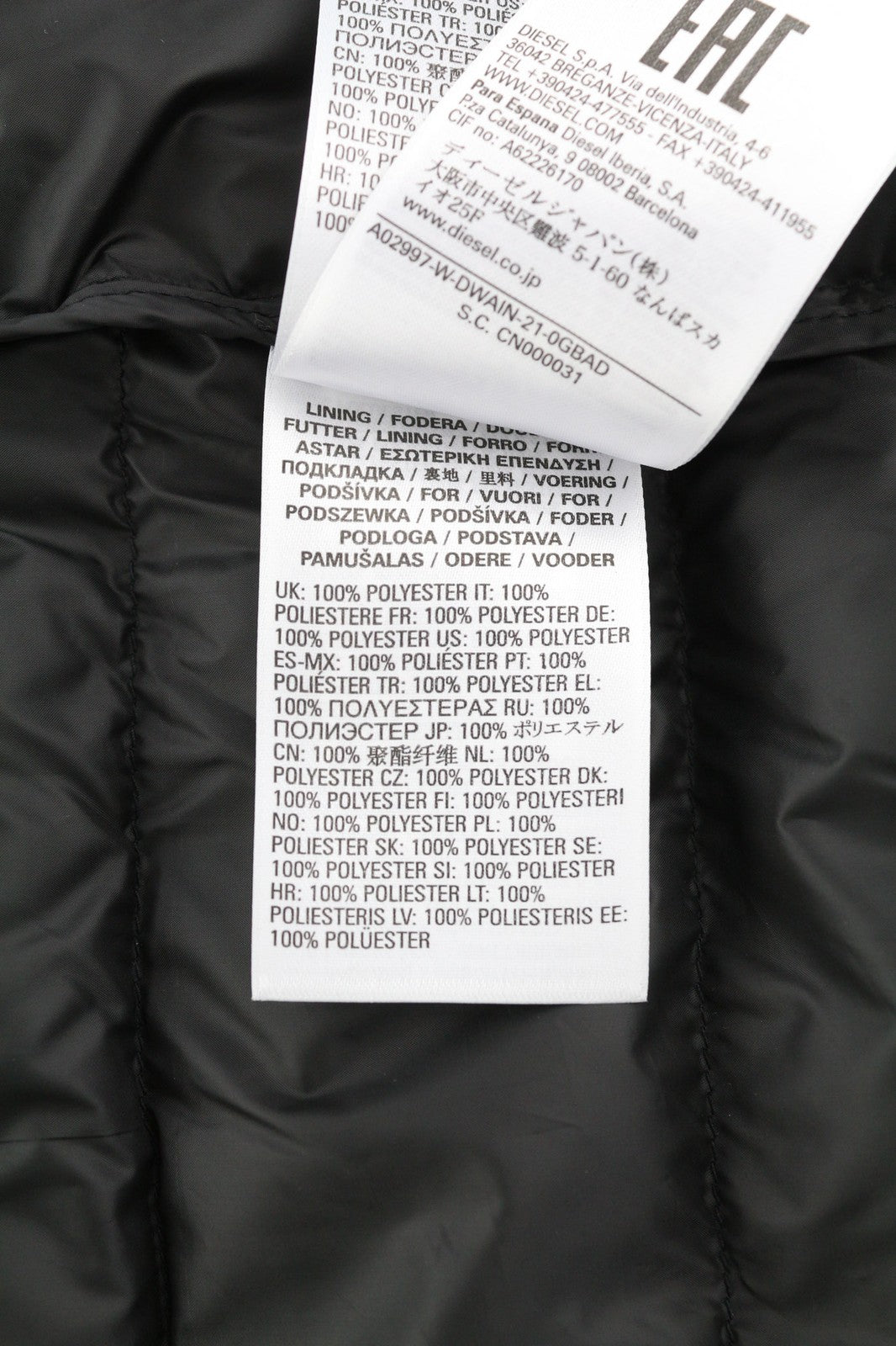 DIESEL W-Dwain-21 Mens Jacket 2XL Full Zip Puffer Quilted Hooded 3M RRP€350