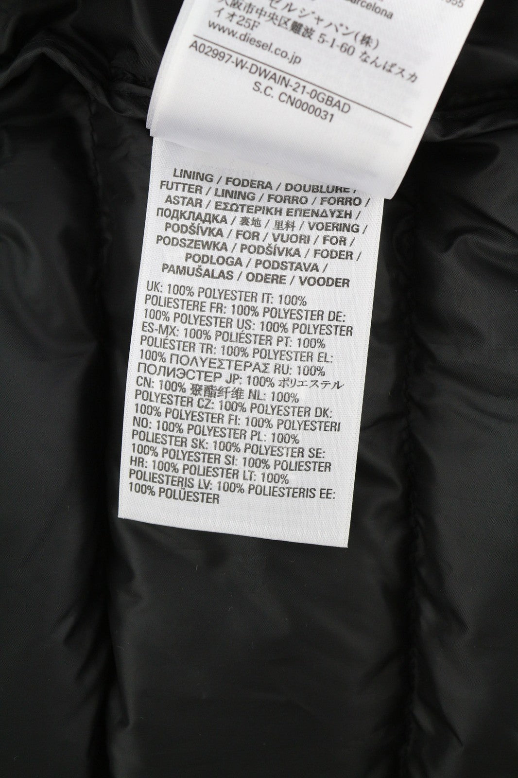 DIESEL W-Dwain-21 Mens Jacket 2XL Black Puffer Quilted Hooded 3M RRP€350