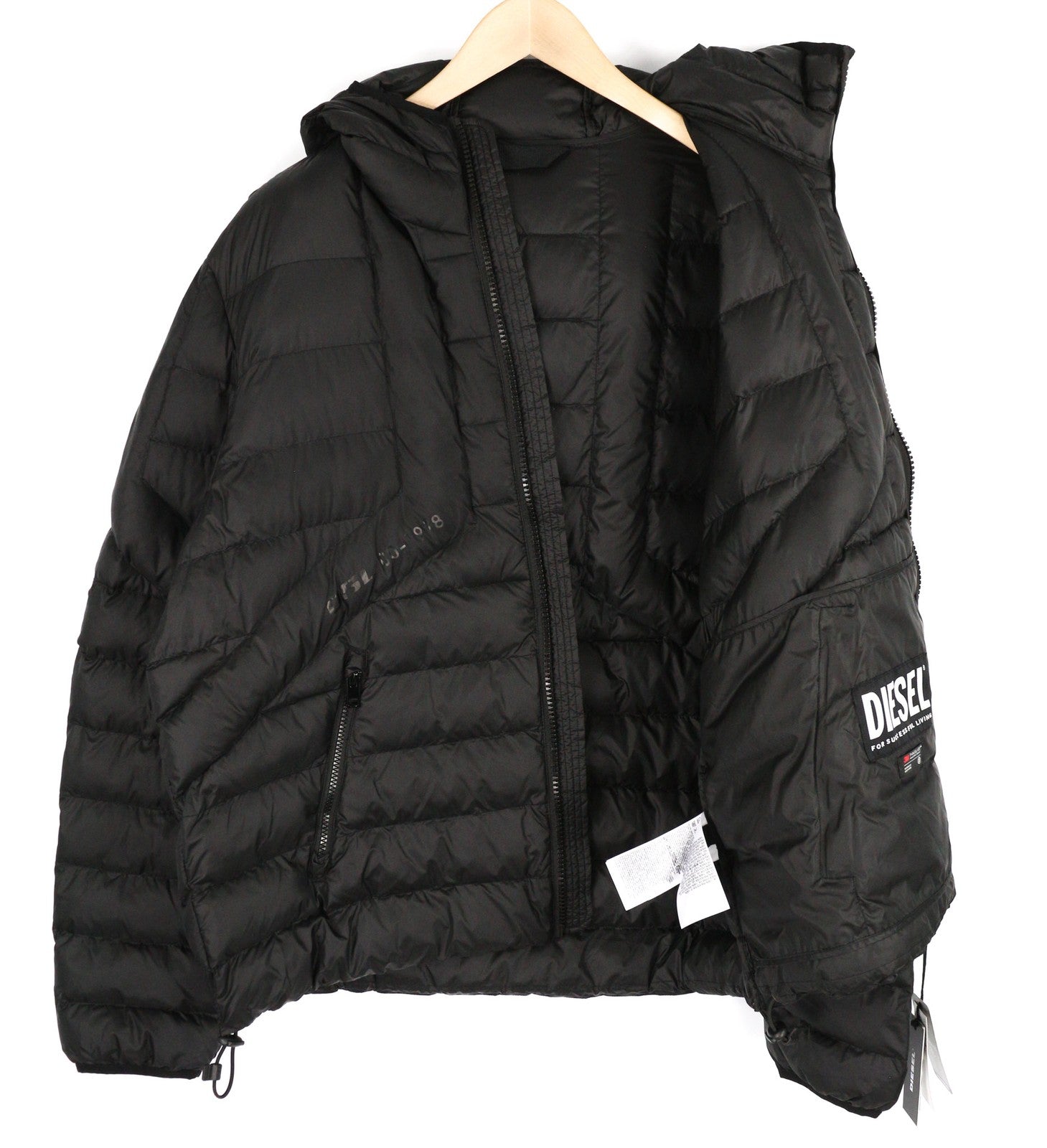 DIESEL W-Dwain-21 Mens Jacket 2XL Black Puffer Quilted Hooded 3M RRP€350