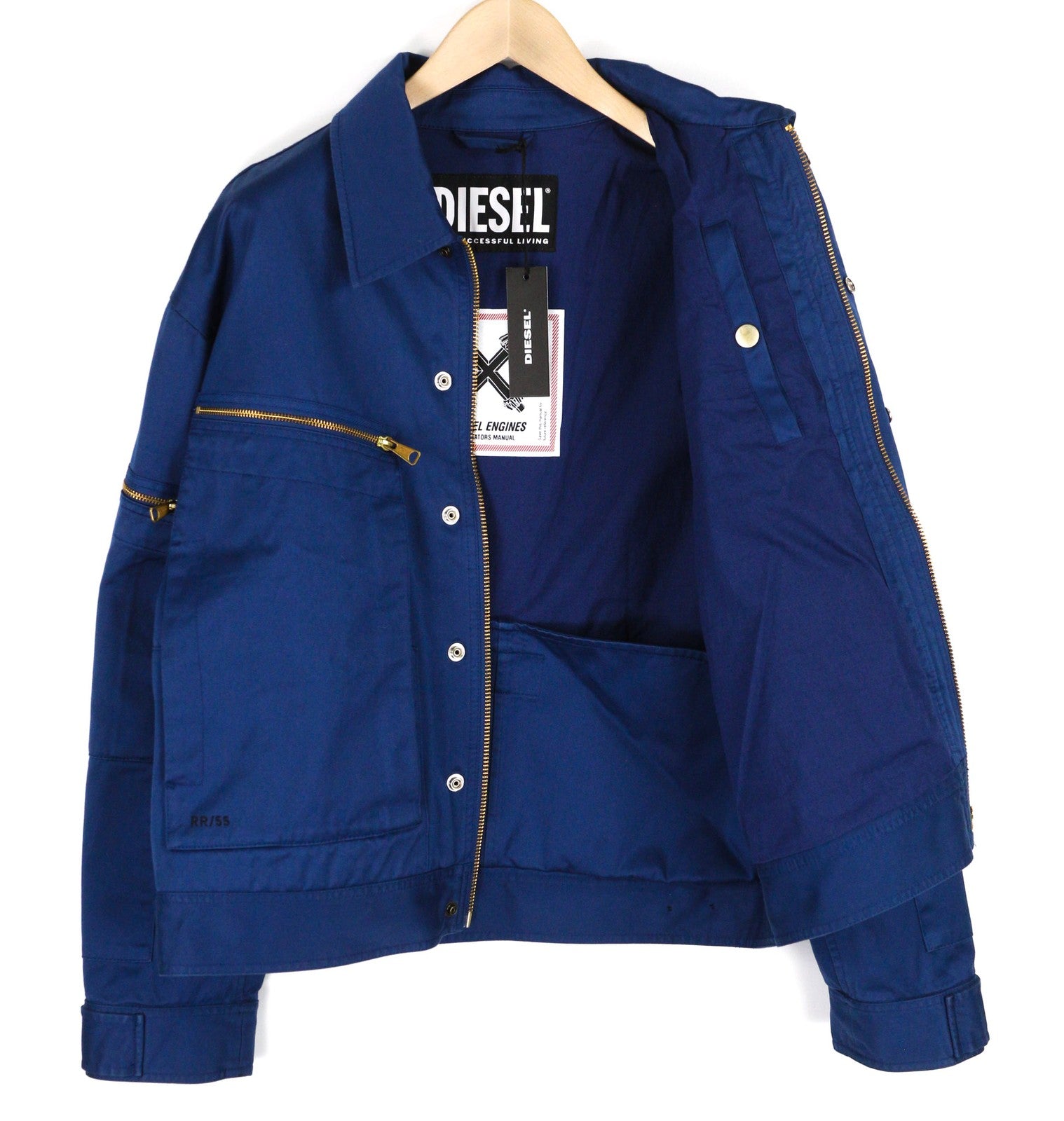 DIESEL J-Thompson-A Mens Jacket L Blue Full Zip Neck Lined  RRP€350