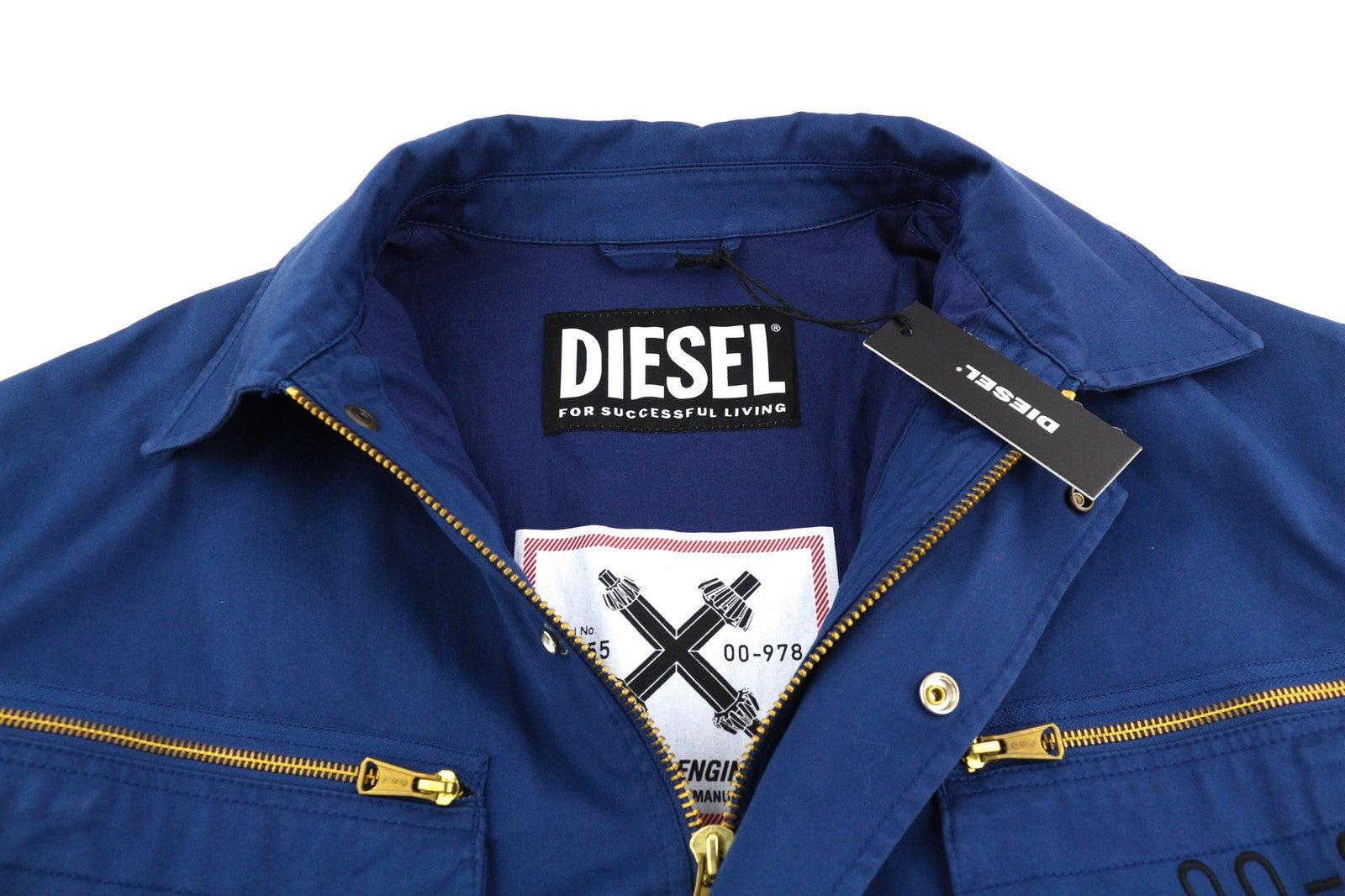 DIESEL J-Thompson-A Mens Jacket L Blue Full Zip Neck Lined  RRP€350