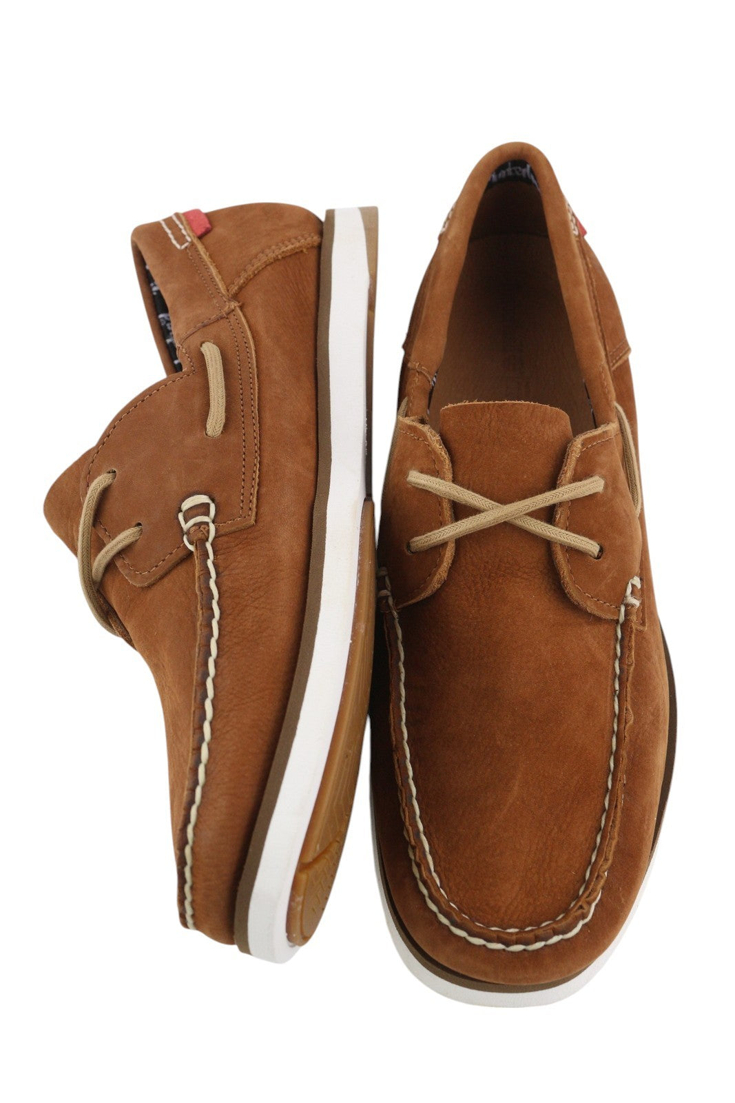 TIMBERLAND A2ABV Men Shoes EU44 Brown Leather Slip On Laced True Cloud Loafers