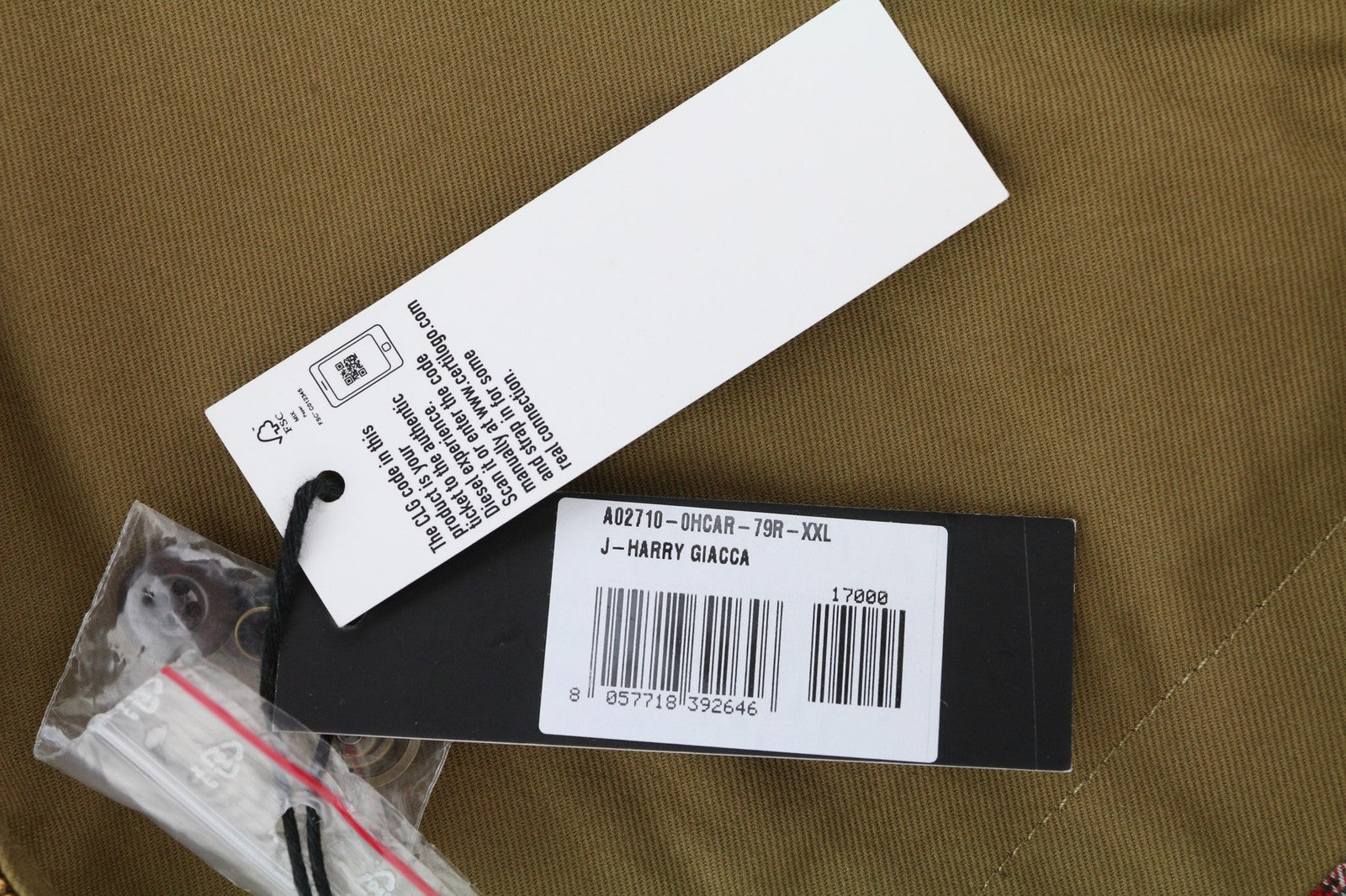 DIESEL J-Harry Mens Jacket 2XL Brown Bomber Band Neck Lightweight RRP€350