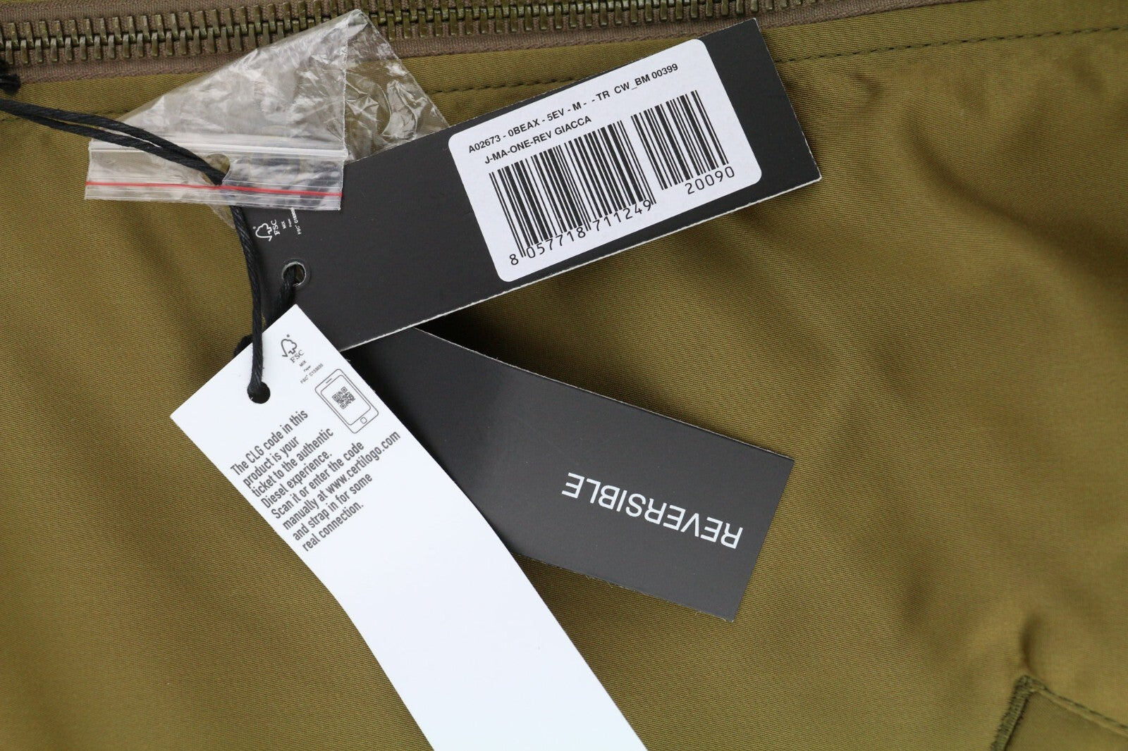 DIESEL J-Ma-One-Rev Mens Jacket M Reversible Insulated Full Zip Pockets RRP€450