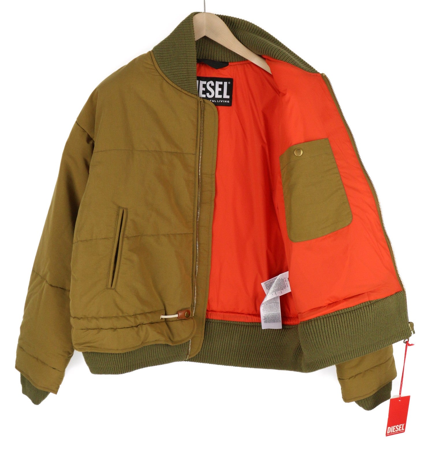 DIESEL W-Spleak Mens Jacket M Brown Patterned Insulated Lined Full Zip RRP€350