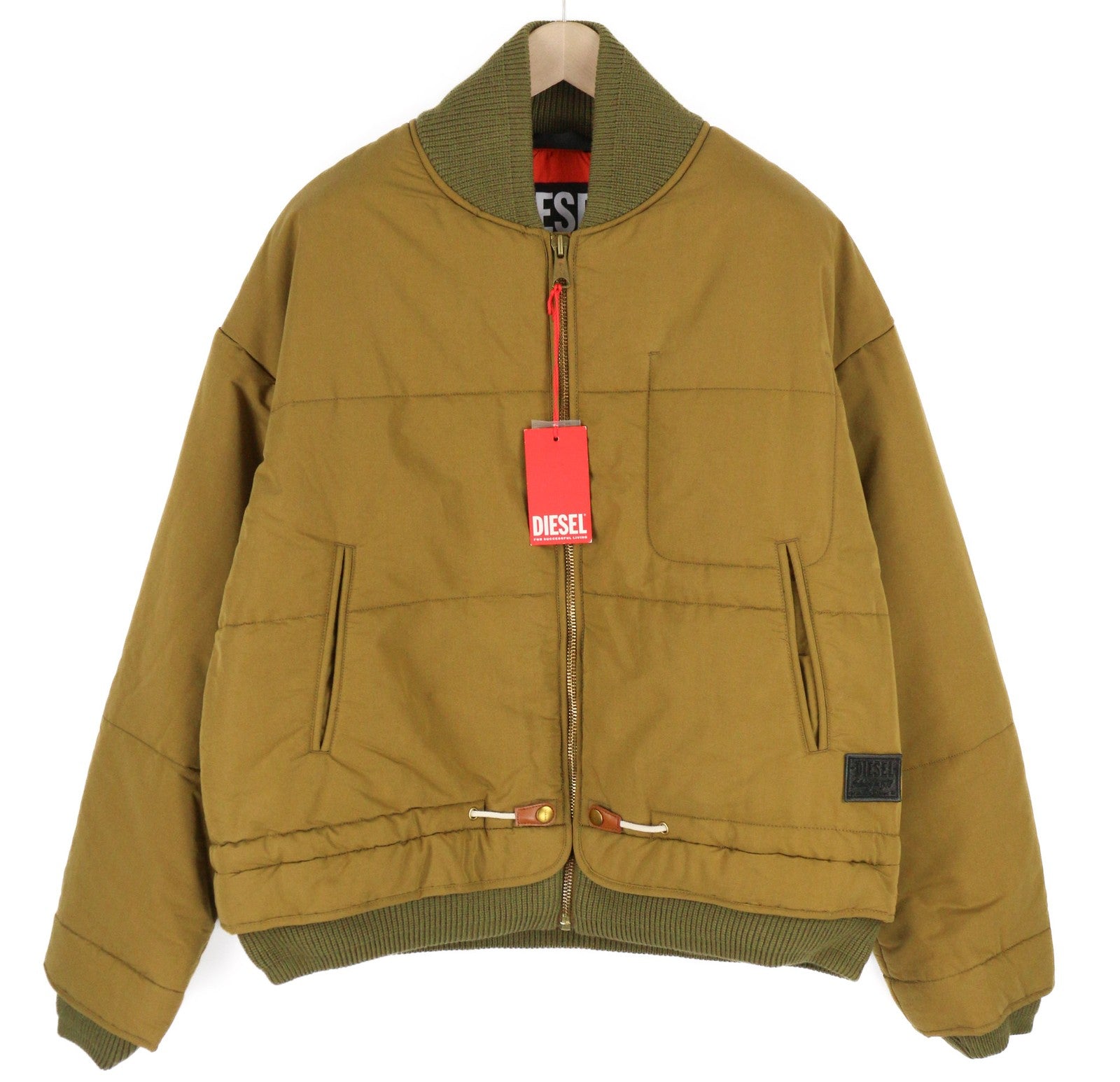 DIESEL W-Spleak Mens Jacket XL Brown Patterned Insulated Lined Full Zip RRP€350