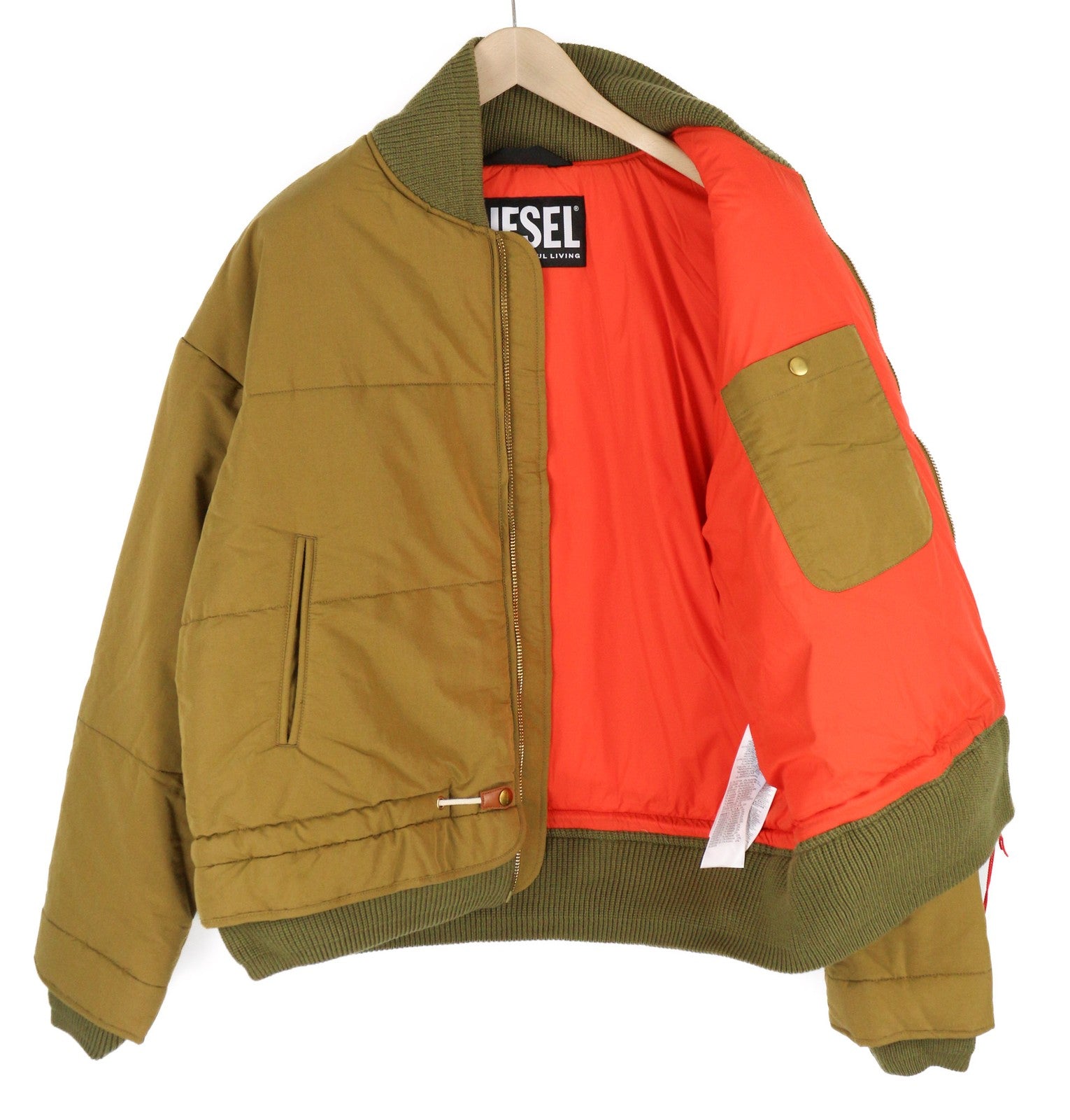 DIESEL W-Spleak Mens Jacket XL Brown Patterned Insulated Lined Full Zip RRP€350