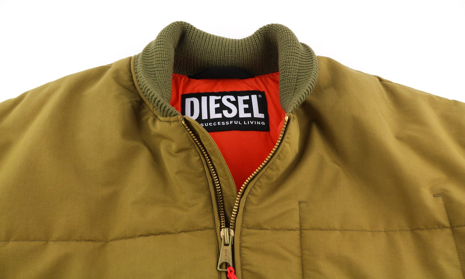 DIESEL W-Spleak Mens Jacket XL Brown Patterned Insulated Lined Full Zip RRP€350